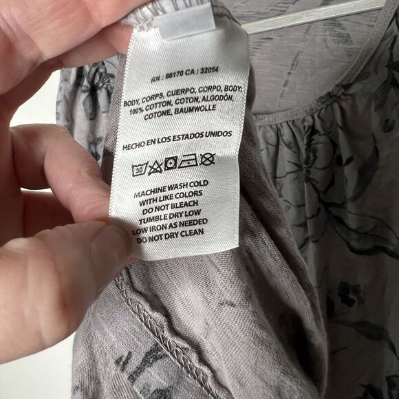 Anthropologie T.La Dress Small Open Back Cut Out Maxi Floral Gray Short Sleeve - Picture 4 of 13